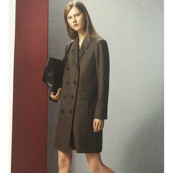 THEORY Tadrian Wool Cashmere Double Breasted Coat Terrain Green - Picture 1 of 6